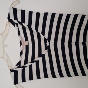 Knee length striped dress with waist tie - medium